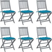 Decoways - Tuinstoelen 6 stuks inklapbaar met kussens massief acaciahout