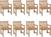 Decoways - Tuinstoelen 8 st met beige kussens massief teakhout