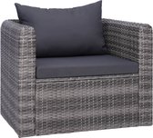 vidaXL Tuinstoel met kussens poly rattan grijs