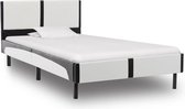 Decoways - Bedframe kunstleer wit en zwart 90x200 cm