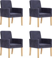 Decoways - Eetkamerstoelen 4 st kunstsuède grijs