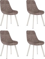 Decoways - Eetkamerstoelen 4 stuks kunstleer bruin