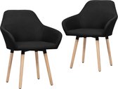 Decoways - Eetkamerstoelen 2 stuks stof zwart