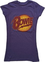 David Bowie Dames Tshirt -XS- Vintage Diamond Dogs Logo Paars
