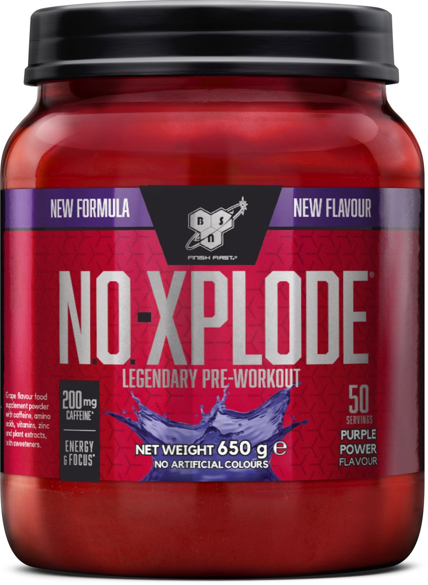 BSN N.O.-Xplode 3.0 Pre Workout - Pre-Workout – Purple Power – 50 doseringen (650 gram)