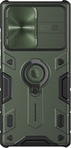 Hoesje geschikt voor Samsung Galaxy S22 Ultra - CamShield Armor Case - Met Camera Cover - Donker Groen