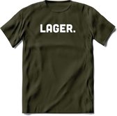 Lager Bier T-Shirt | Unisex Kleding | Dames - Heren Feest shirt | Drank | Grappig Verjaardag Cadeau tekst | - Leger Groen - XXL