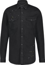 Purewhite -  Heren Slim Fit   Overhemd  - Zwart - Maat XS