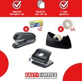 Easy4Office thuiswerk bureauset: 1x nietmachine, 1x perforator, 1x plakbandhouder, 4 rollen plakband en 2 doosjes nietjes