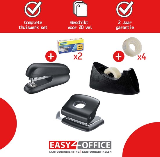 Easy4Office bureauset: nietmachine, 1x perforator, 1x plakbandhouder, 4... | bol.com