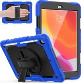 Apple iPad 7 10.2 (2019) Hoes - Mobigear - Shockproof Strap Serie - Hard Kunststof Backcover - Zwart /  Blauw - Hoes Geschikt Voor Apple iPad 7 10.2 (2019)