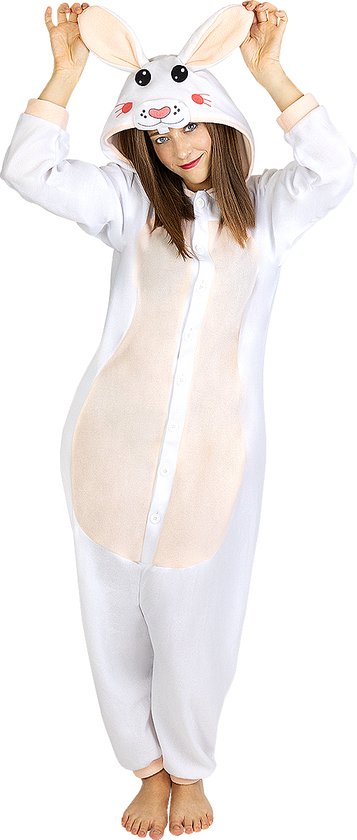 FUNIDELIA Onesie Konijn - Konijn Kostuum voor volwassenen - Maat: L - XL