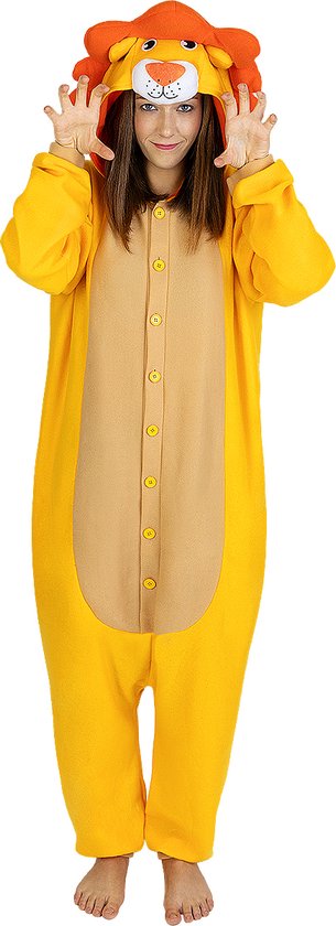 FUNIDELIA Onesie Leeuw - Leeuwen Kostuum voor Volwassenen - Maat: L-XL