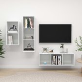 Decoways - 3-delige Tv-meubelset spaanplaat hoogglans wit