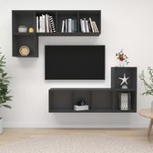 Decoways - 4-delige Tv-meubelset spaanplaat grijs