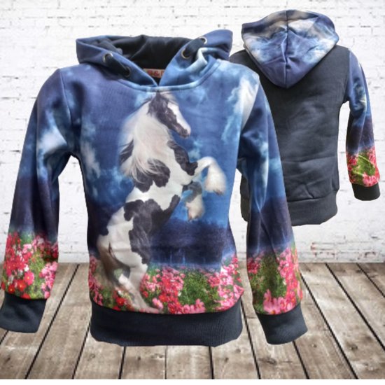 Hoodie Steigerend paard blauw