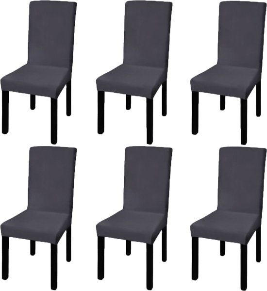 vidaXL Hoes voor stoelen - Stretch - 6 stuks - Antraciet