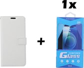 Samsung Galaxy A41 Telefoonhoesje - Bookcase - Ruimte voor 3 pasjes - Kunstleer - met 1x Tempered Screenprotector - SAFRANT1 - Wit