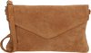 Charm London Brixton Suede Leren Clutch / Avondtasje - Cognac