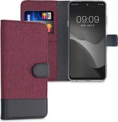 kwmobile telefoonhoesje voor Motorola Edge 20 Lite - Hoesje met pasjeshouder in donkerrood / zwart - Case met portemonnee