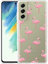Hoesje Geschikt voor Samsung Galaxy S21 FE Flamingo