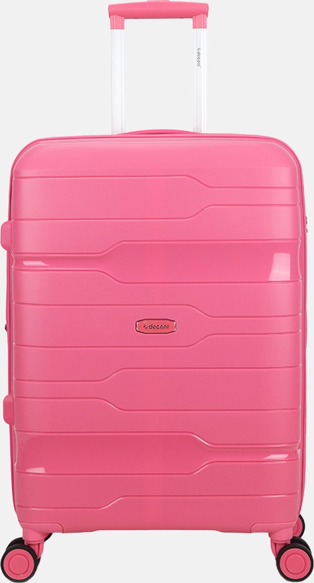 Decent ONE-CITY Middelmaat koffer 67x47x25 – Reiskoffer met wielen - Lichtgewicht koffer – Reiskoffer midden - Veilig TSA Cijferslot – Spinner uitbreidbaar trolley - PINK