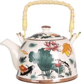 Theepot met Filter 18*14*12 cm / 800 ml Meerkleurig Porselein Rond Vissen Theekan Japanse Theepot Chinese Theepot