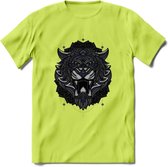 Tijger - Dieren Mandala T-Shirt | Donkerblauw | Grappig Verjaardag Zentangle Dierenkop Cadeau Shirt | Dames - Heren - Unisex | Wildlife Tshirt Kleding Kado | - Groen - 3XL