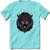 Tijger - Dieren Mandala T-Shirt | Roze | Grappig Verjaardag Zentangle Dierenkop Cadeau Shirt | Dames - Heren - Unisex | Wildlife Tshirt Kleding Kado | - Licht Blauw - M
