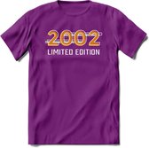 2002 Limited Edition T-Shirt | Goud - Zilver | Grappig Verjaardag en Feest Cadeau Shirt | Dames - Heren - Unisex | Tshirt Kleding Kado | - Paars - S