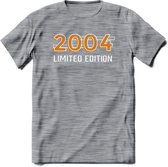 2004 Limited Edition T-Shirt | Goud - Zilver | Grappig Verjaardag en Feest Cadeau Shirt | Dames - Heren - Unisex | Tshirt Kleding Kado | - Donker Grijs - Gemaleerd - XXL