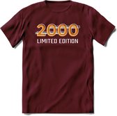 2000 Limited Edition T-Shirt | Goud - Zilver | Grappig Verjaardag en Feest Cadeau Shirt | Dames - Heren - Unisex | Tshirt Kleding Kado | - Burgundy - S