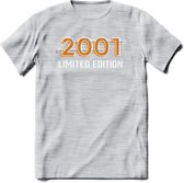 2001 Limited Edition T-Shirt | Goud - Zilver | Grappig Verjaardag en Feest Cadeau Shirt | Dames - Heren - Unisex | Tshirt Kleding Kado | - Licht Grijs - Gemaleerd - S