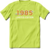 1985 Limited Edition T-Shirt | Goud - Zilver | Grappig Verjaardag en Feest Cadeau Shirt | Dames - Heren - Unisex | Tshirt Kleding Kado | - Groen - M