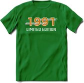 1991 Limited Edition T-Shirt | Goud - Zilver | Grappig Verjaardag en Feest Cadeau Shirt | Dames - Heren - Unisex | Tshirt Kleding Kado | - Donker Groen - L