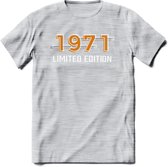 1971 Limited Edition T-Shirt | Goud - Zilver | Grappig Verjaardag en Feest Cadeau Shirt | Dames - Heren - Unisex | Tshirt Kleding Kado | - Licht Grijs - Gemaleerd - XL