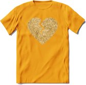 Valentijn Goud Hart T-Shirt | Grappig Valentijnsdag Cadeautje voor Hem en Haar | Dames - Heren - Unisex | Kleding Cadeau | - Geel - XL