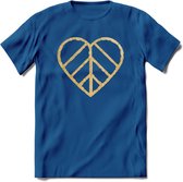 Valentijn Goud Hart T-Shirt | Grappig Valentijnsdag Cadeautje voor Hem en Haar | Dames - Heren - Unisex | Kleding Cadeau | - Donker Blauw - L