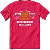 28 Jaar Legend T-Shirt | Goud - Wit | Grappig Verjaardag en Feest Cadeau Shirt | Dames - Heren - Unisex | Tshirt Kleding Kado | - Roze - M