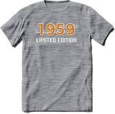 1959 Limited Edition T-Shirt | Goud - Zilver | Grappig Verjaardag en Feest Cadeau Shirt | Dames - Heren - Unisex | Tshirt Kleding Kado | - Donker Grijs - Gemaleerd - XXL