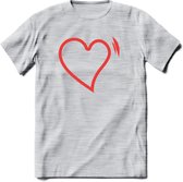 Valentijn Hart T-Shirt | Grappig Valentijnsdag Cadeautje voor Hem en Haar | Dames - Heren - Unisex | Kleding Cadeau | - Licht Grijs - Gemaleerd - M