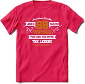 68 Jaar Legend T-Shirt | Goud - Wit | Grappig Verjaardag en Feest Cadeau Shirt | Dames - Heren - Unisex | Tshirt Kleding Kado | - Roze - L