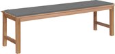 Decoways - Tuinbank met grijs kussen 150 cm massief teakhout