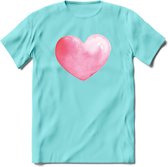 Valentijn Pastel waterverf Hart T-Shirt | Grappig Valentijnsdag Cadeautje voor Hem en Haar | Dames - Heren - Unisex | Kleding Cadeau | - Licht Blauw - L