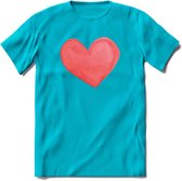 Valentijn Pastel waterverf Hart T-Shirt | Grappig Valentijnsdag Cadeautje voor Hem en Haar | Dames - Heren - Unisex | Kleding Cadeau | - Blauw - XL