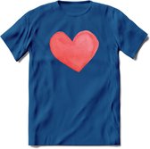 Valentijn Pastel waterverf Hart T-Shirt | Grappig Valentijnsdag Cadeautje voor Hem en Haar | Dames - Heren - Unisex | Kleding Cadeau | - Donker Blauw - S