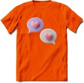 Valentijn Hart chat T-Shirt | Grappig Valentijnsdag Cadeautje voor Hem en Haar | Dames - Heren - Unisex | Kleding Cadeau | - Oranje - M