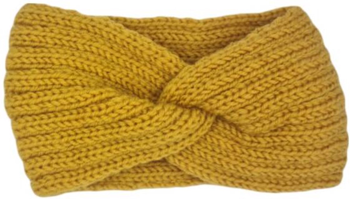 Hoofdband winter - dames - vrouwen - okergeel