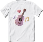 Valentijn muziek T-Shirt | Grappig gitaar Valentijnsdag Cadeautje voor Hem en Haar | Dames - Heren - Unisex | Kleding Cadeau | - Wit - M