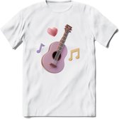 Valentijn muziek T-Shirt | Grappig gitaar Valentijnsdag Cadeautje voor Hem en Haar | Dames - Heren - Unisex | Kleding Cadeau | - Wit - XL